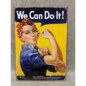 Smithsonian Rosie the Riveter Tin Sign 8x12 Yellow Excellent Metal Art